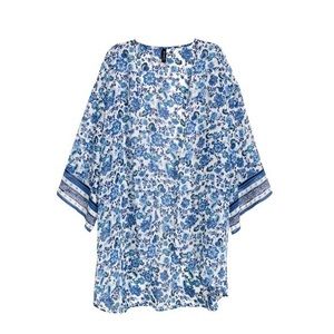 H&M Blue White Floral Kimono